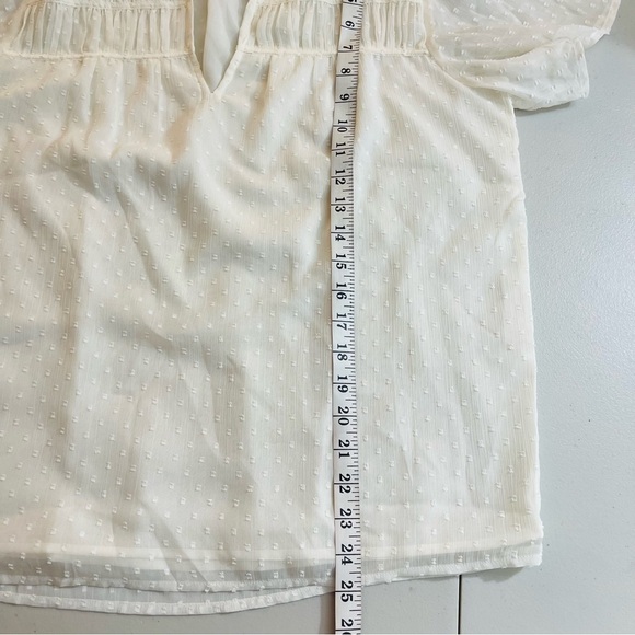 Loft Ruffle Neckline Short Sleeve Blouse Women Size Small White - Picture 9 of 14